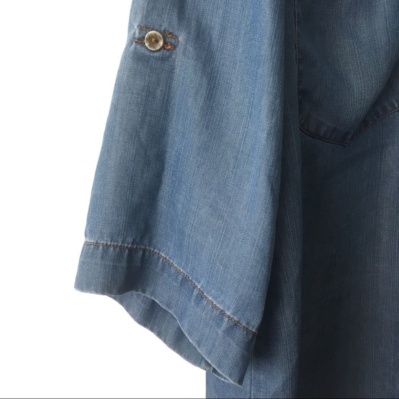 [SOLD] Velvet Heart Tab Sleeve Tencel Chambray Top - Picture 3 of 8